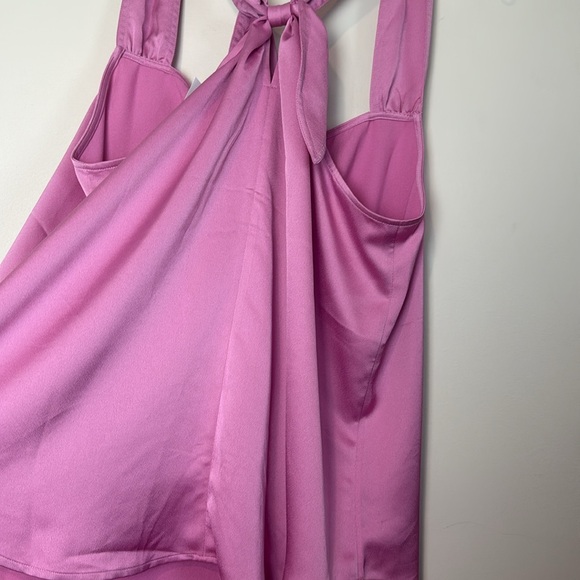 Ann Taylor Pink Summer Satin Bow Back Sleeveless Blouse Size L NWT - Picture 7 of 9
